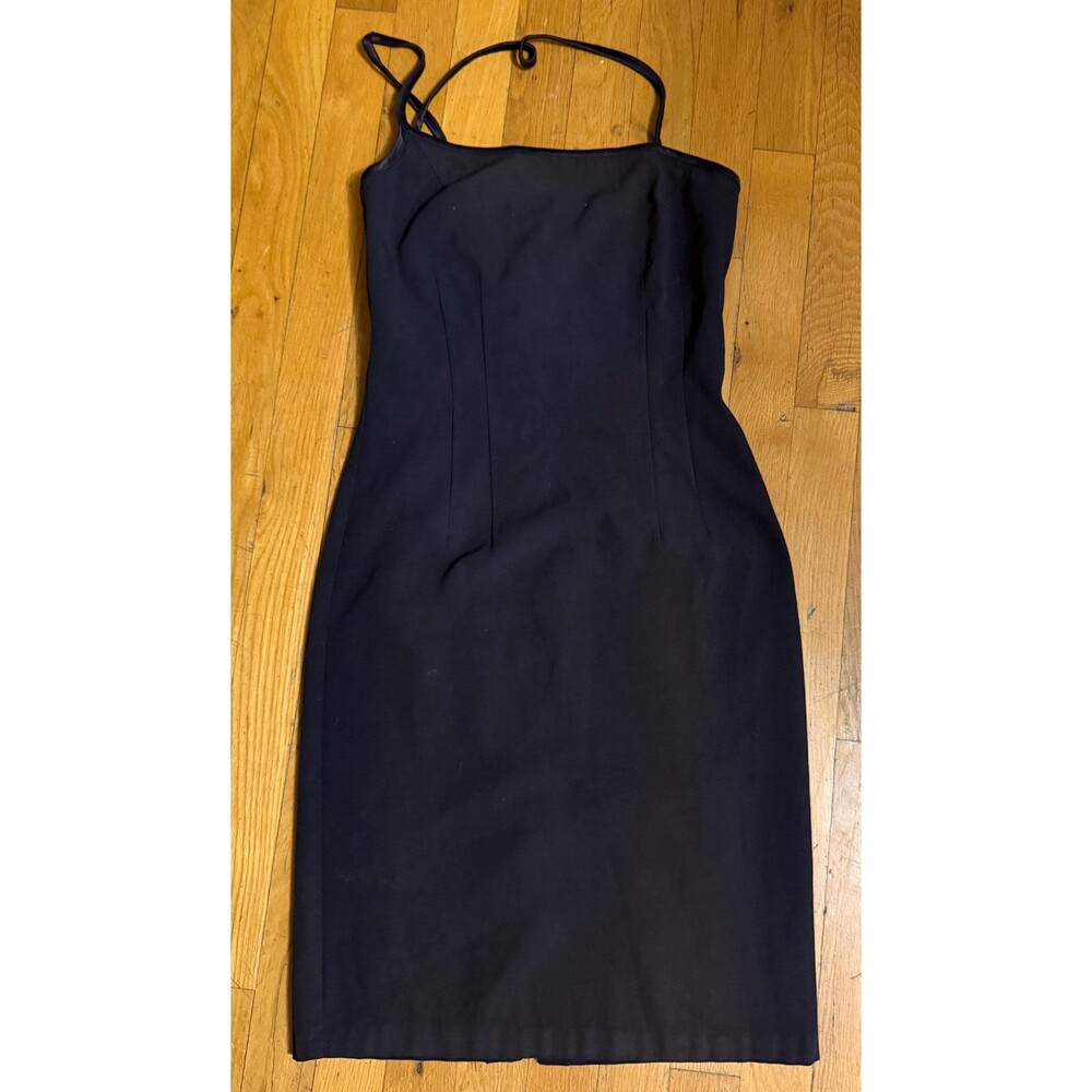 Bianca Nero Black Slip Dress – Size Large Minimalist Spaghetti Strap Midi Dress